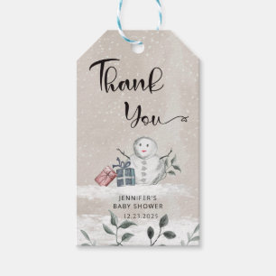 Schneemann Babydusche Danke Geschenkmarken Geschenkanhänger