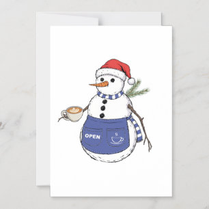 Schneemann-Barista-Weihnachten 2026 Holiday Kaffee Magneteinladung