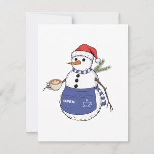 Schneemann-Barista-Weihnachten 2026 Holiday Kaffee Mitteilungskarte