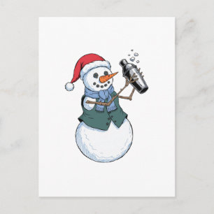 Schneemann Barkeeper Weihnachten 2026 Feiertags-Co Ankündigungspostkarte