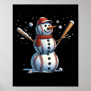 Schneemann Baseball Weihnachten Winter Poster