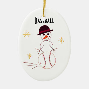 Schneemann Baseballspieler Keramikornament