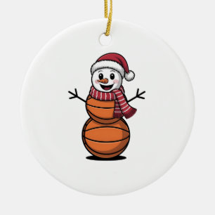 Schneemann Basketball Weihnachten Sportliebhaber Keramik Ornament