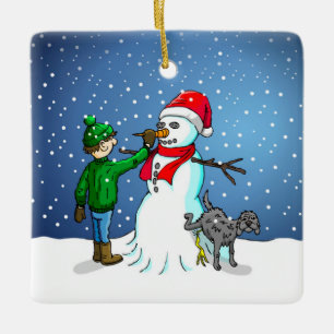 Schneemann Bauen Keramikornament