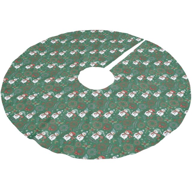 Schneemann-Baumschürze Polyester Weihnachtsbaumdecke (Schrägansicht)