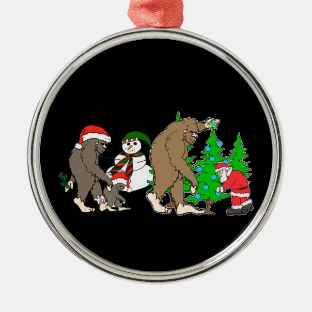 Schneemann Bigfoots Sankt Ornament Aus Metall (Vorne)