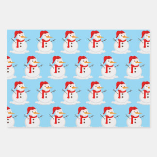 Schneemann Blaue Himmel Wunderland  Geschenkpapier Set
