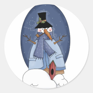 Schneemann-blaue T-Shirts und Geschenke Runder Aufkleber