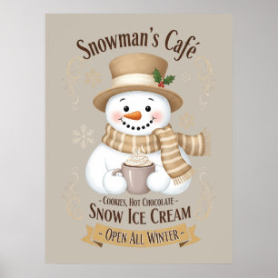 Schneemann-Cafe-Plakat Poster