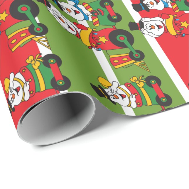 Schneemann Choo Choo Zug Geschenkpapier (Rolleneckpunkt)