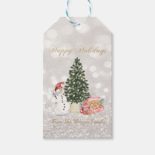 Schneemann, Cookis, Pine Tree Glitzer Bokeh Geschenkanhänger