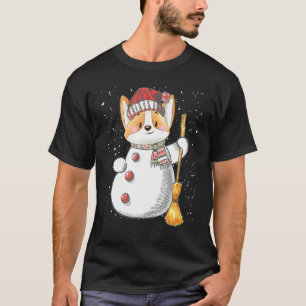 Schneemann Corgi Hund im Winter T-Shirt