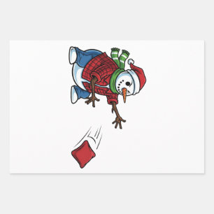 Schneemann Cornhole Weihnachten 2026 Feiertags-Tai Geschenkpapier Set