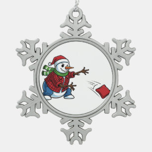 Schneemann Cornhole Weihnachten 2026 Feiertags-Tai Schneeflocken Zinn-Ornament