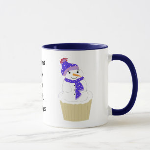 Schneemann-Cupcake mit Sprüchen Tasse