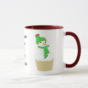 Schneemann-Cupcake mit Sprüchen Tasse