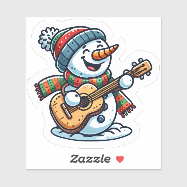 Schneemann, der im Winterwunderland herumläuft Aufkleber (Blatt)