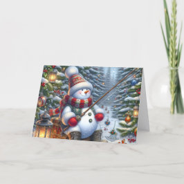 Schneemann-Eisfischen Weihnachten