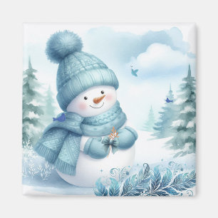 Schneemann Eiskalter Blauer Wunderland Magnet