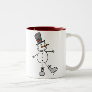 Schneemann Eislaufen Zweifarbige Tasse