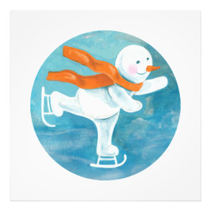 Schneemann Eisläufer Fotodruck