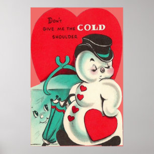 Schneemann-Eiszange Herz Regenschirm Valentinstag Poster