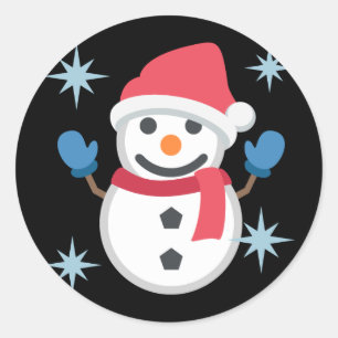 Schneemann Emoji Runder Aufkleber