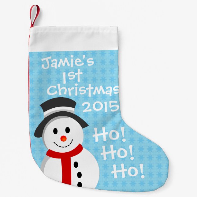 Schneemann - erstes Weihnachten Kleiner Weihnachtsstrumpf (Vorderseite)