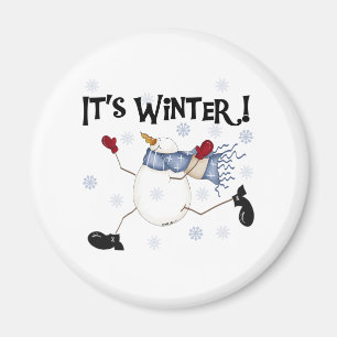 Schneemann Es ist Winter Magnet
