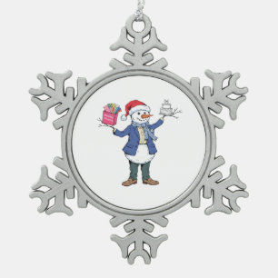 Schneemann-Eventorganisator Weihnachten 2026 Feier Schneeflocken Zinn-Ornament