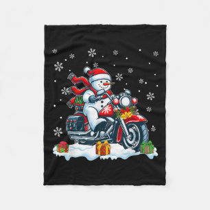 Schneemann fährt Motorrad Weihnachten Biker Lustig Fleecedecke