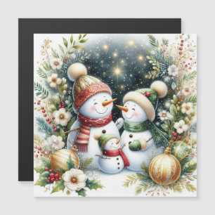 Schneemann-Familien-Weihnachten Magnetkarte