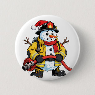 Schneemann-Feuerwehrmann-Weihnachten 2026 Lustiger Button