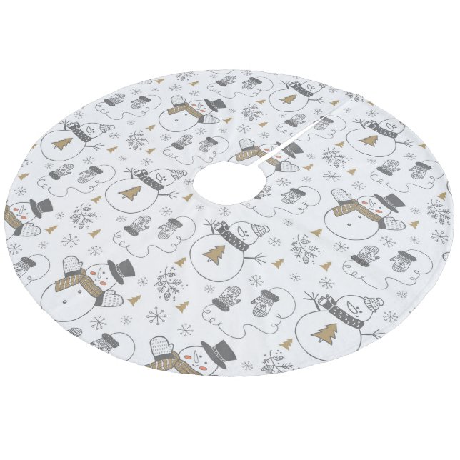 Schneemann Fleece Weihnachtsbaumdecke (Schrägansicht)