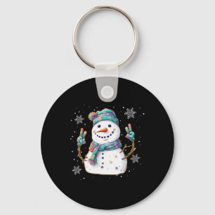 Schneemann-Friedenszeichen-Weihnachten-Schnee-Fros Schlüsselanhänger