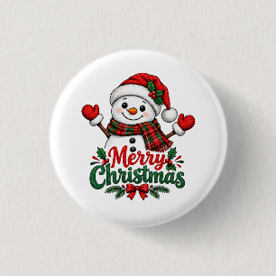 Schneemann Frohe Weihnachten Button