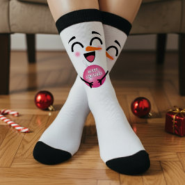 Schneemann Frohe Weihnachten Niedlich Lächelndes G Socken