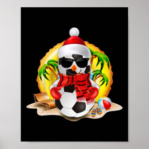 Schneemann Fußball Santa Hut Weihnachten im Juli S Poster