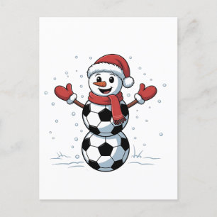 Schneemann Fußball Weihnachten Santa Baseball Spor Einladungspostkarte