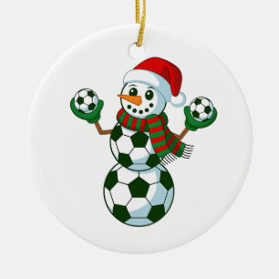 Schneemann Fußball Weihnachten Sportliebhaber Keramik Ornament