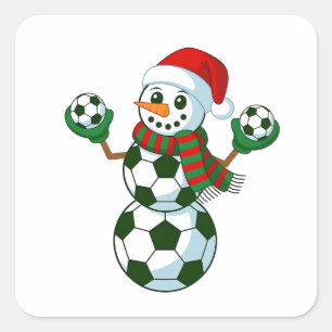 Schneemann Fußball Weihnachten Sportliebhaber Quadratischer Aufkleber