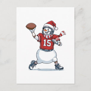 Schneemann Fußballspieler Weihnachten 2026 Feierta Ankündigungspostkarte