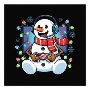Schneemann-Gamer in Schnee Fotodruck