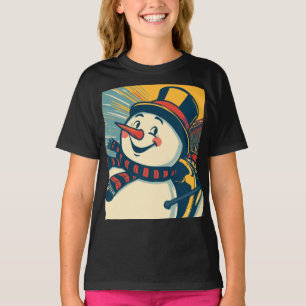Schneemann genießt eine Rolle Untersetzer reiten. T-Shirt