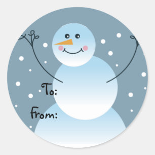 Schneemann-Geschenk-Umbauten Runder Aufkleber