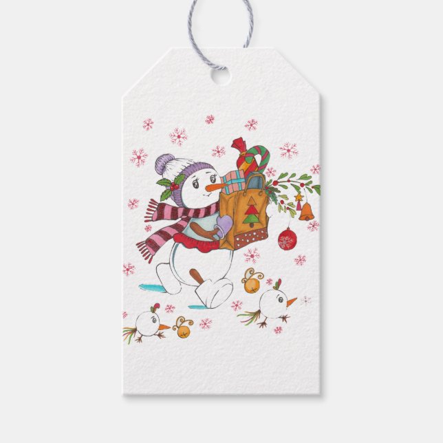 Schneemann-Geschenkkarten Geschenkanhänger (Vorderseite)