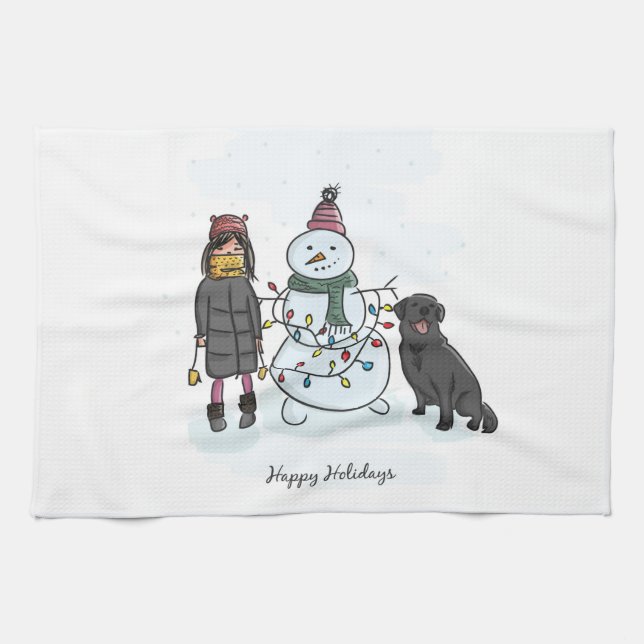 Schneemann Geschirrtuch (Horizontal)