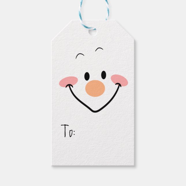 Schneemann Gesicht Geschenkanhänger (Vorderseite)