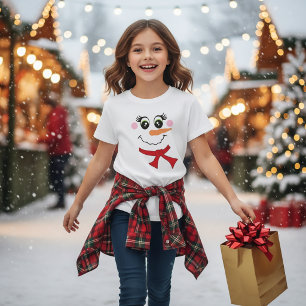 Schneemann-Gesicht mit Schal T-Shirt für Kinder