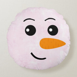 Schneemann-Gesicht Winter  Rundes Kissen